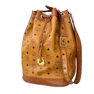 MCM Cognac Visetos Bucket Shoulder Bag